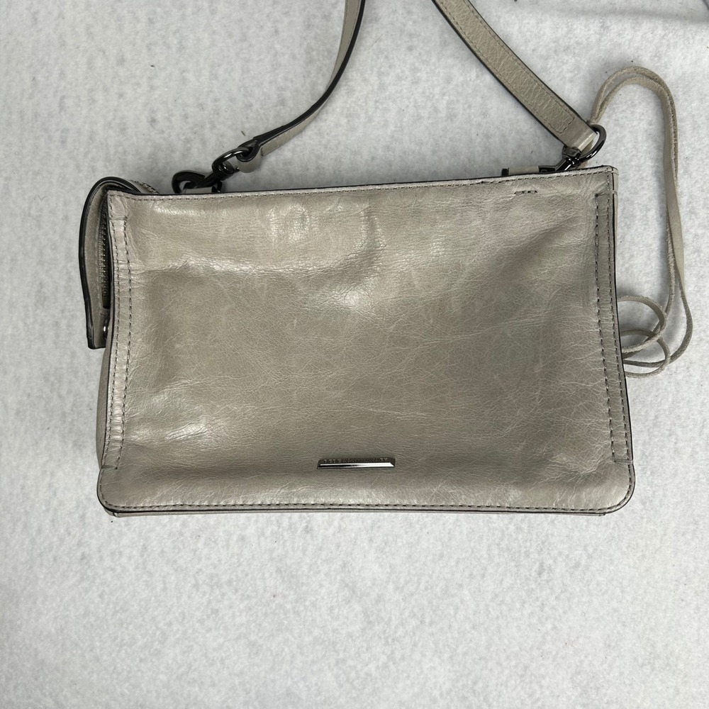 Rebecca Minkoff Mini MAC Crossbody Bag Womens Small Grey Leather Gunmetal